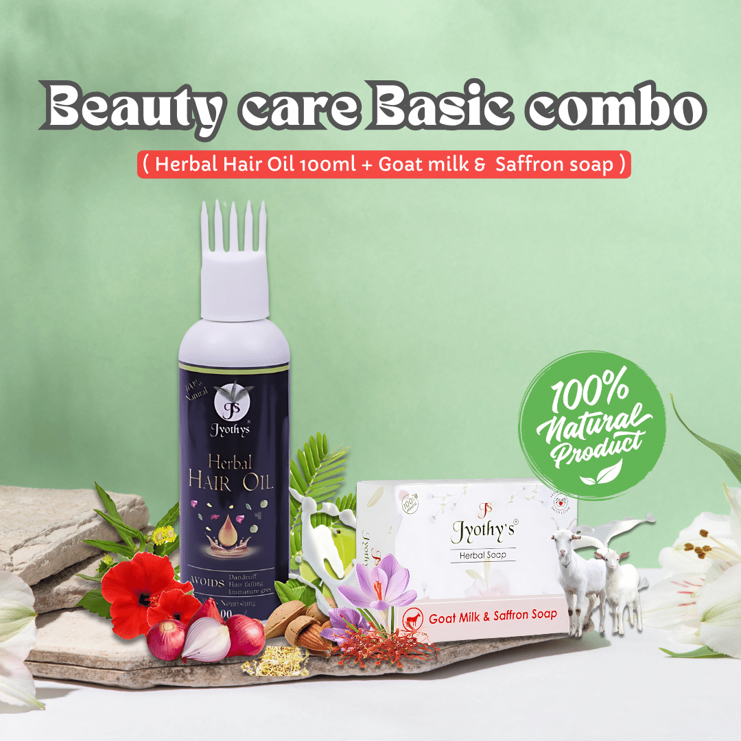 Beauty care Basic combo ( Herbal Hair oil + Goat milk saffron soap )