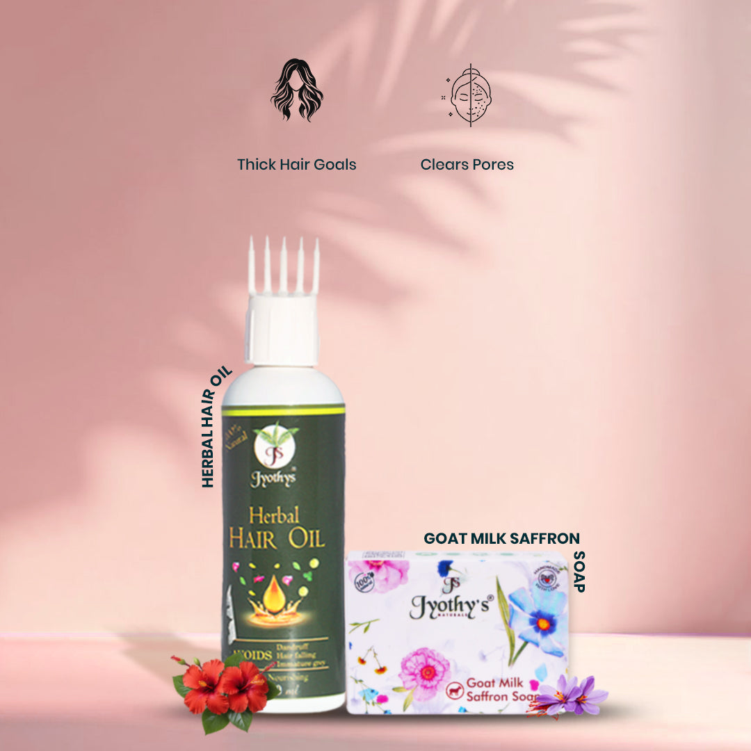 Beauty care Basic combo ( Herbal Hair oil + Goat milk saffron soap )
