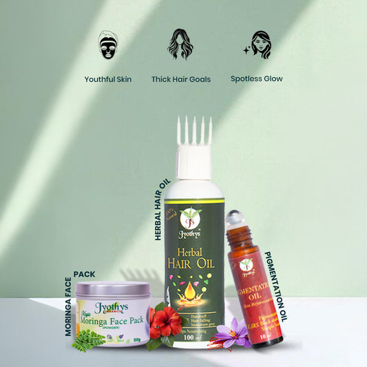 Revitalize combo ( Muringa Face pack + Herbal Hair oil + Pigmentation Oil)